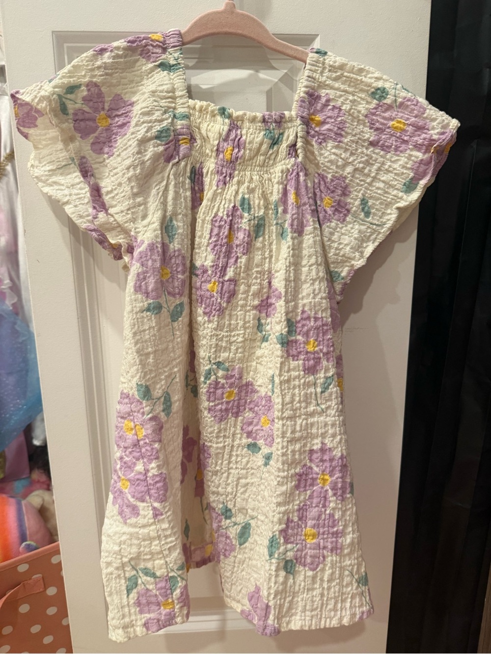 Zara Cream Dress with Lavender and Yellow Floral Print